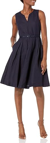 Karl Lagerfeld Paris Womens Linen Fit and Flare Dress