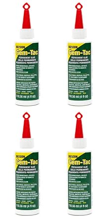 BEACON Gem-Tac Premium Quality Adhesive for Securely Bonding Rhinestones and Gems - Water-Based, UVA Resistant, 4-Ounce, 4-Pack