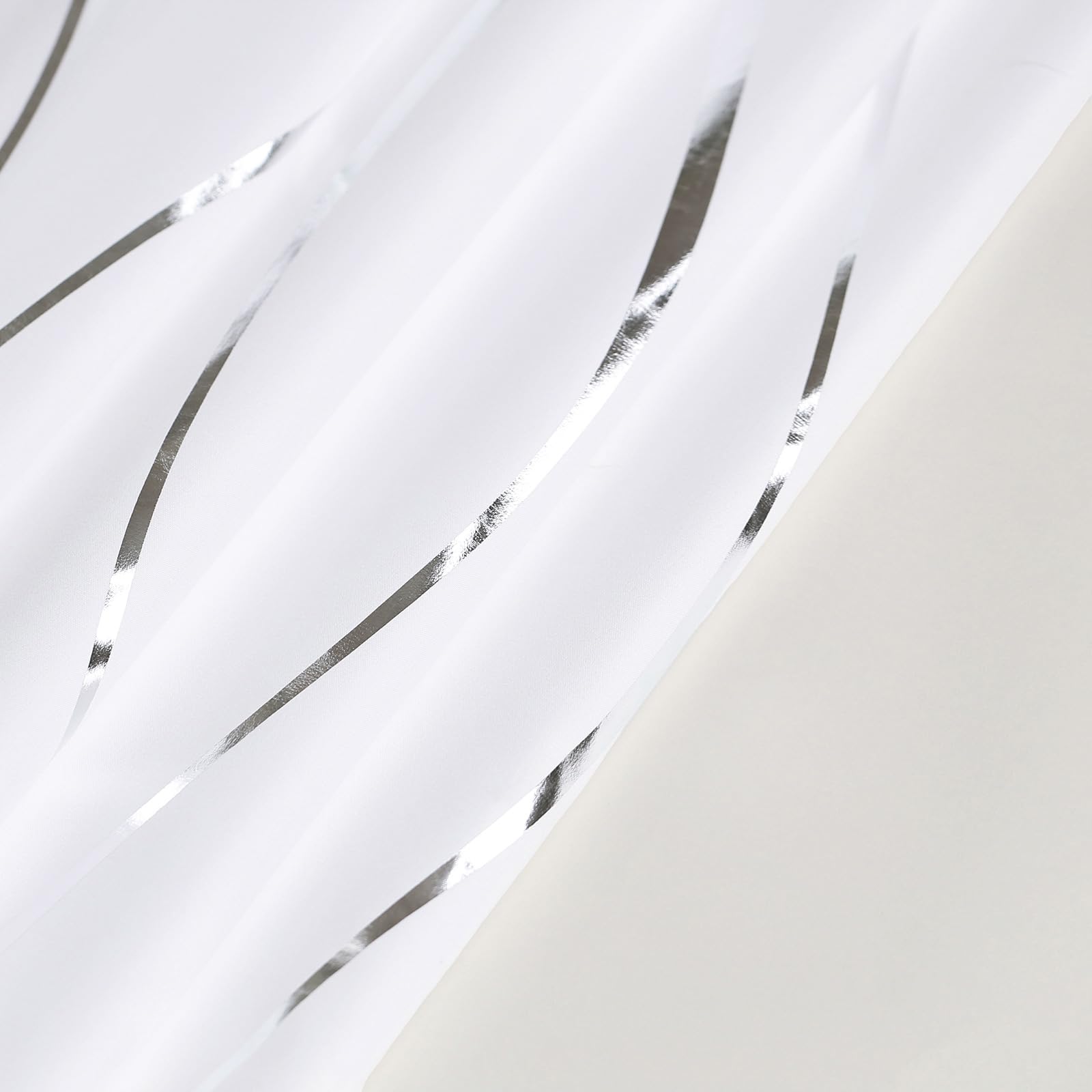 L.Z.E Lot de 2 Rideaux Brise-Vue avec dégradé de Couleur argenté/Blanc pour Salon, Chambre à Coucher, à œillets dégradés, translucides, avec Motif ombré 225 cm