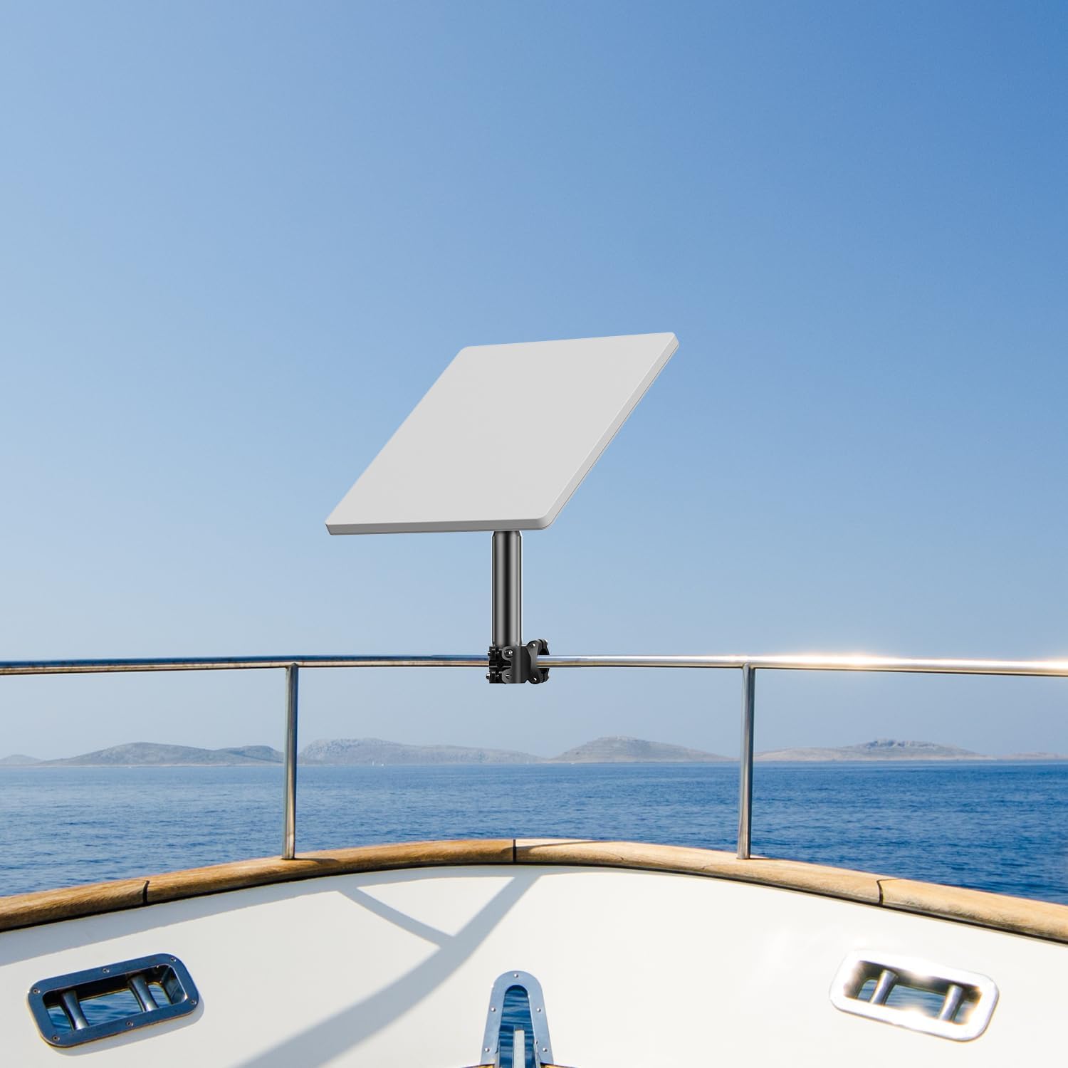 Starlink Mini Mount, Adjustable Starlink Mini Mount for RVs, Motorcycles, and Yachts, 360° Rotatable Aluminum Bracket, No Drill Installation, Roof Railing Mount Installation Range 0.88-1.04”