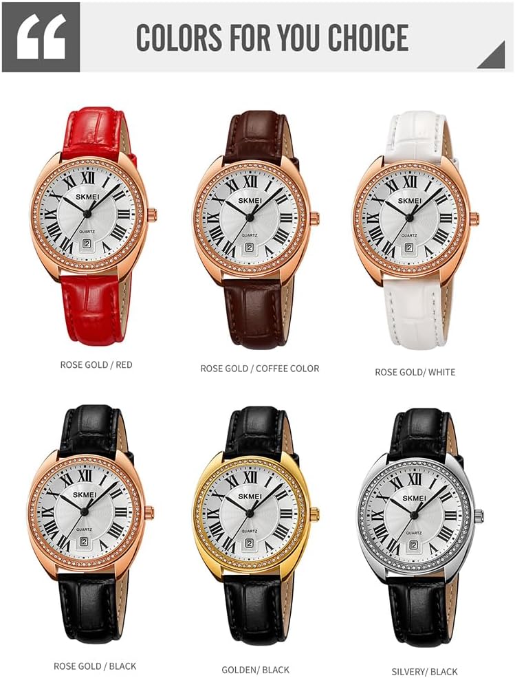 SKMEI Watch for Women Ladies Leather Band Fashion Simple Light Waterproof Casual Dress Analog Quartz Girl Female Gifts Black Wrist Watches - Image 7