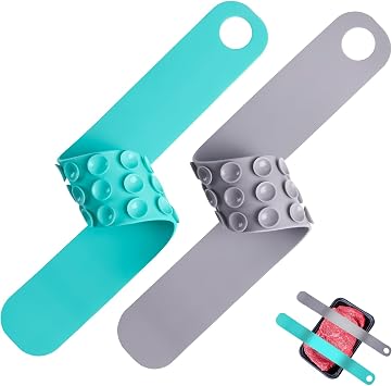 Meat Thawing Belt, 2 Pcs Silicone Sink Thaw Belt, Longer Faster & Safer Defrosting Belt for Frozen Meat and Vegetable, Super Suction Meat Defroster (Grey+Green)