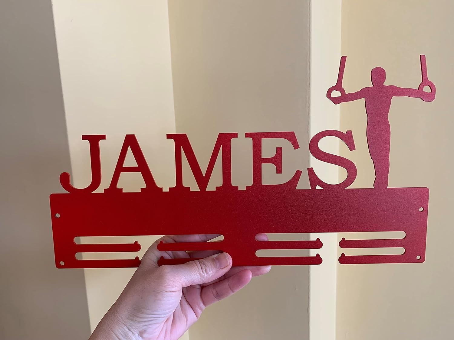 Porta Medaglie personalizzato, Appendino per medaglie, Espositore in metallo per medaglie personalizzate, appendiabiti sportivi, ginnastica, corsa, maratona, corridore, Medal Hanger Display (Design 1)