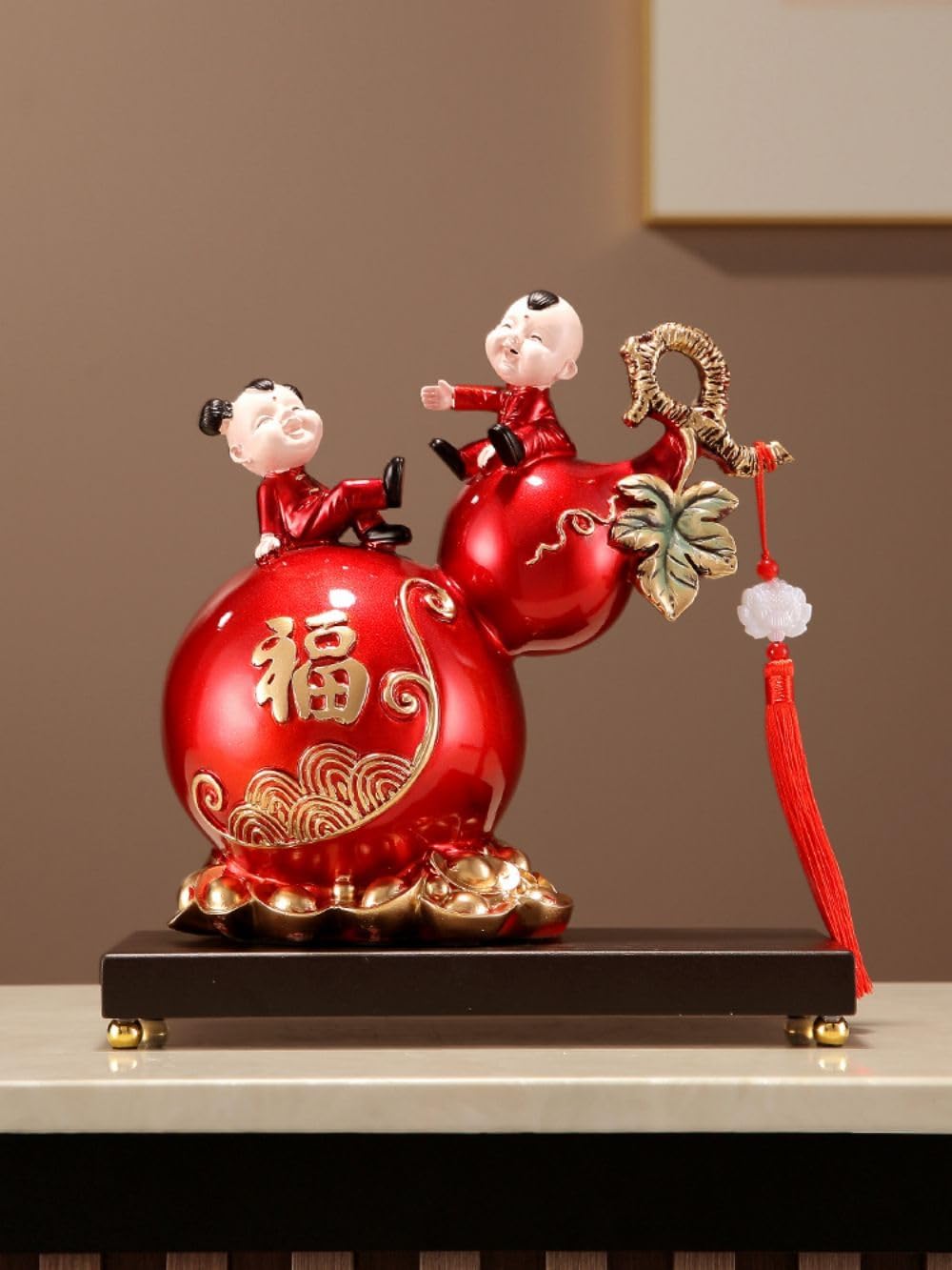 客厅 Living Room Office Bedroom Ornaments 福字葫芦 Brass Gourd for Feng Shui, Hu Lu/Office Bedroom Ornaments 摆件新中式桌面玄关电视柜酒柜装饰品乔迁新居工艺品 - U499