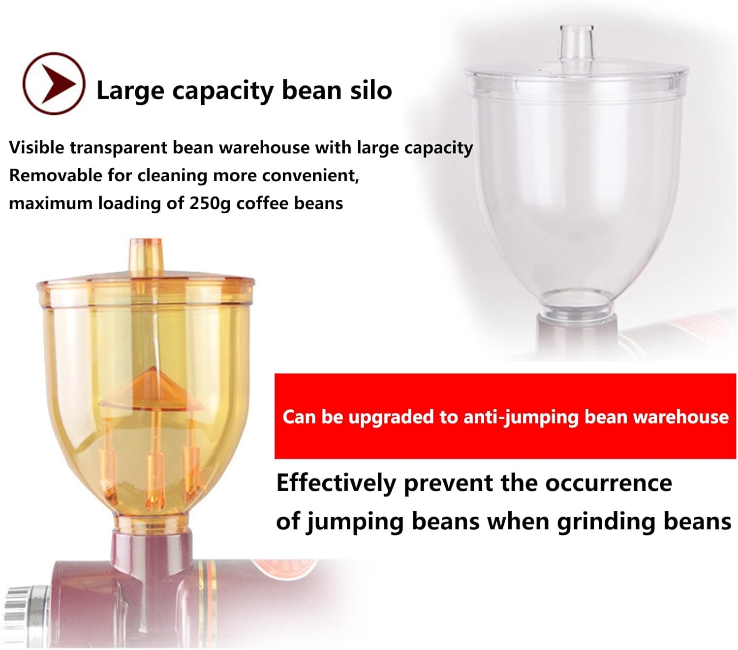 Stainless Steel Electric Coffee Grinder, Adjustable Conical Burr Mill for Espresso, Spices, Nuts & Grains - Perfect for Home Baristas Bean Proof red 1