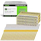 meite 21 Degree Framing Nails 3-1/2 Inch Galvanized Plastic Collated Nails, Full Round Head Ring Shank Structural Nails for Framing Nailer Gun on Truss Assembly and Subfloors 1,000PCS