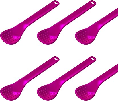 TalkTools Magenta Spoons Bumpy | Silicone Self-Feeding Utensils Set for Kid and Toddler | Encourages Lip Closure | Oral Awareness | Normalize Food Texture Acceptance Bumpy, 6 Pack