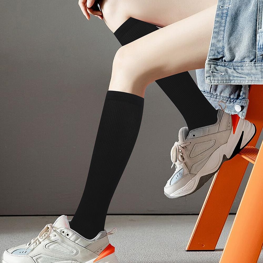 Calzini a compressione (7 paia) per donne e uomini circolazione, 20-30 mmhg, calzini alti sono il miglior supporto per la corsa sportiva e il ciclismo