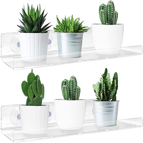 2-Pack Clear Acrylic Suction Cup Window Shelves: Expand Your Indoor Garden Space