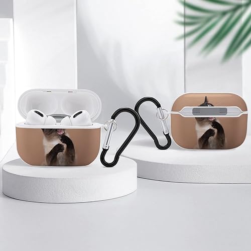 Miniatura 4 de Divertida funda para Airpods Pro con estampado de gato siamés con llavero, protección completa, duradera, a prueba de golpes, funda rígida de PC