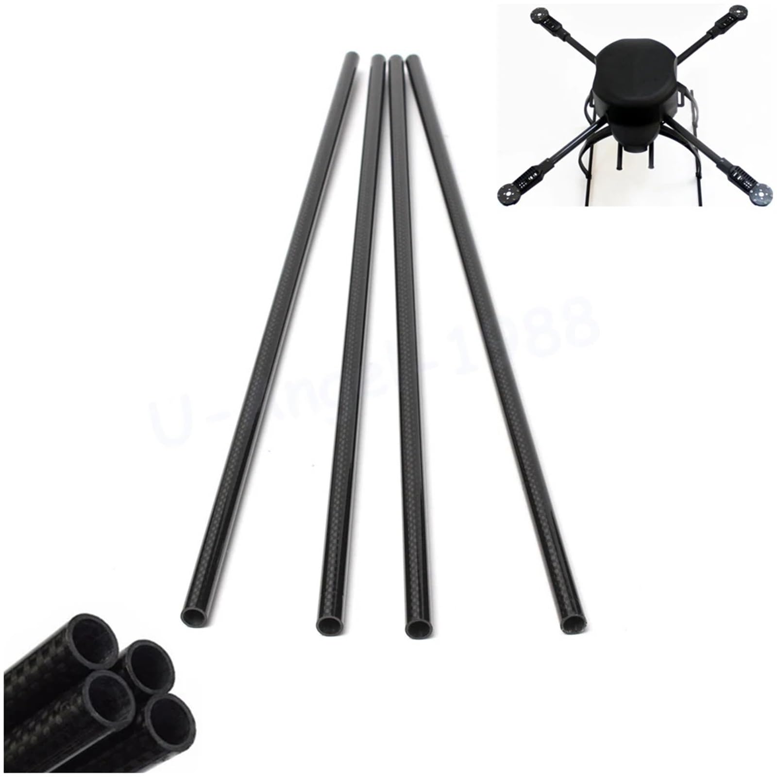 6pcs/lot New 8mm x 6mm x 330mm Roll Wrapped Carbon Fiber Tube Boom for Multicopter for X650 Quadcopter Accessories Carbon Fiber Square Tube(Carbon Fiber)