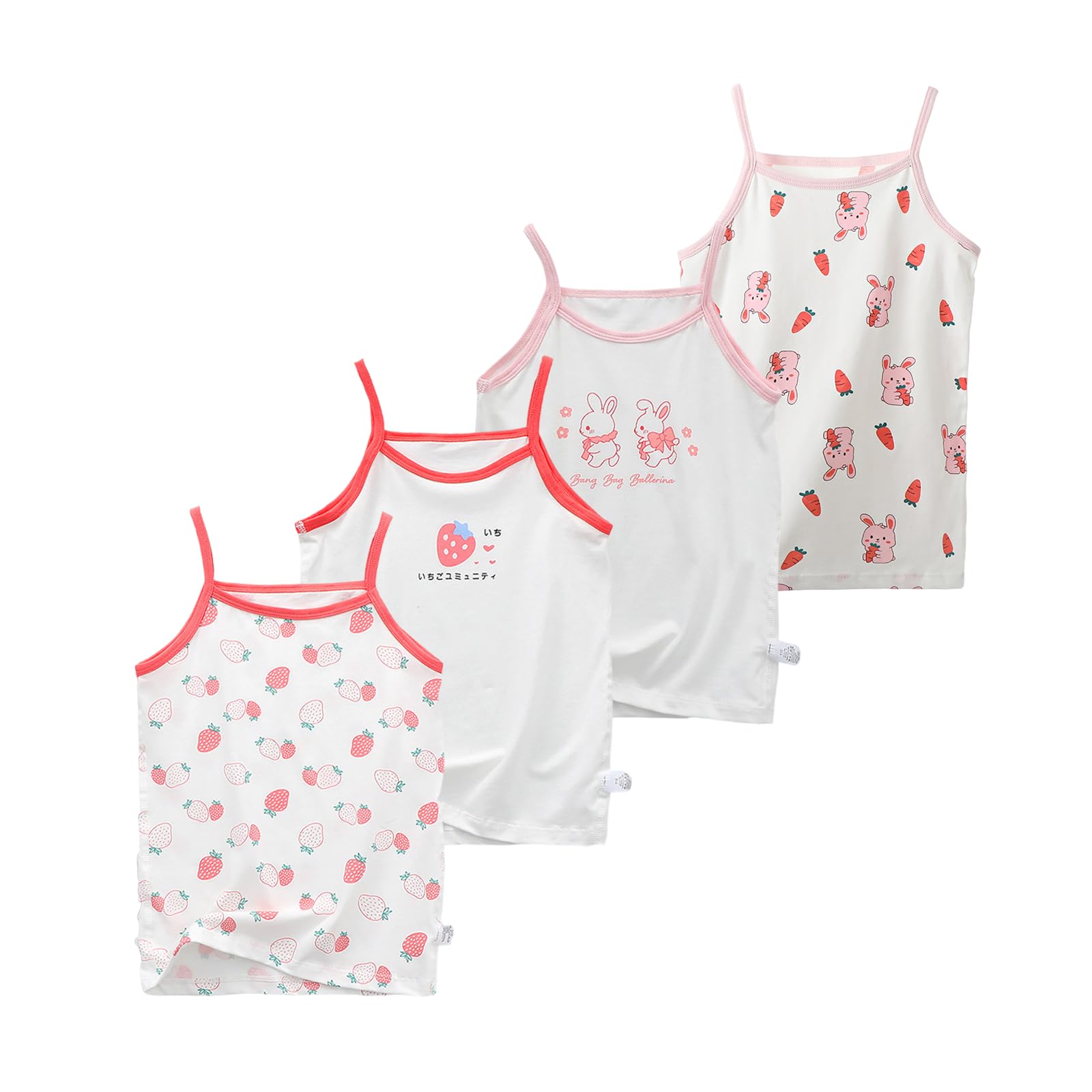 Hbhpov Toddler Girls' Undershirts,Cotton Layering Tank Tops,4 Pack