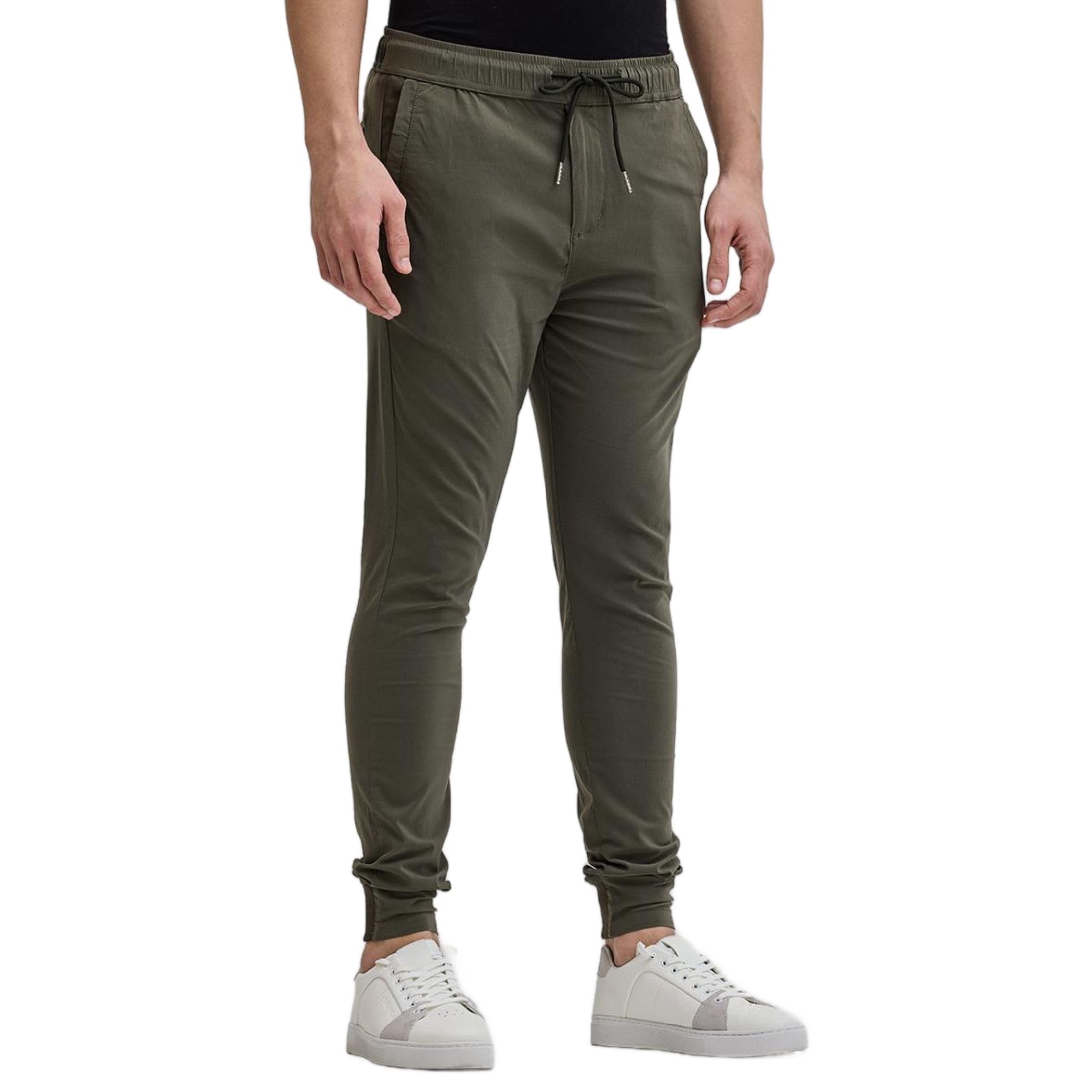 SNITCH Olive Plain Slim Fit Joggers & Trackpants in olive