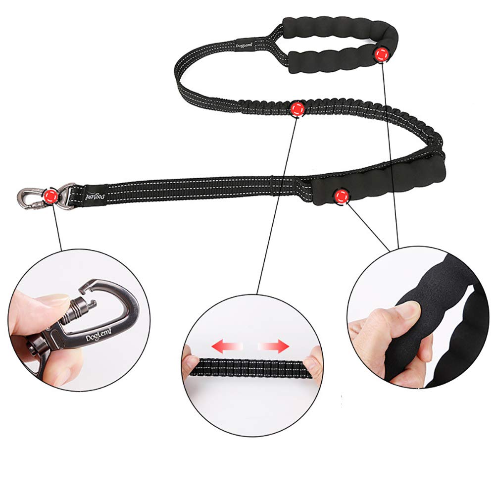 Guinzaglio per Cani Bungee, Guinzaglio per Animali Domestici Bungge Che Assorbe Gli Urti con 2 Maniglie di Controllo, Riflettente per Una Camminata Notturna più Sicura