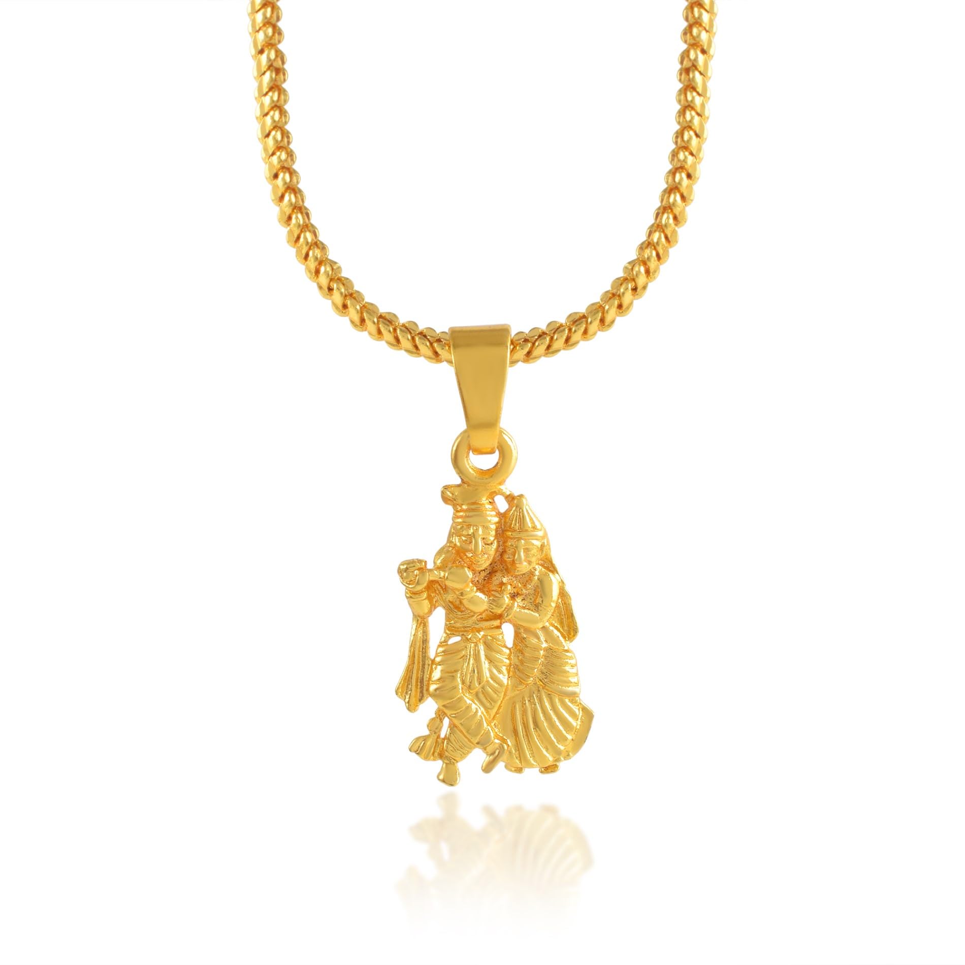 Lord Radha Krishna gold plated Locket Charm Necklace Super finish Radhe govind Gopal religious Pendant for Men women(ACPC0180A)-image-9