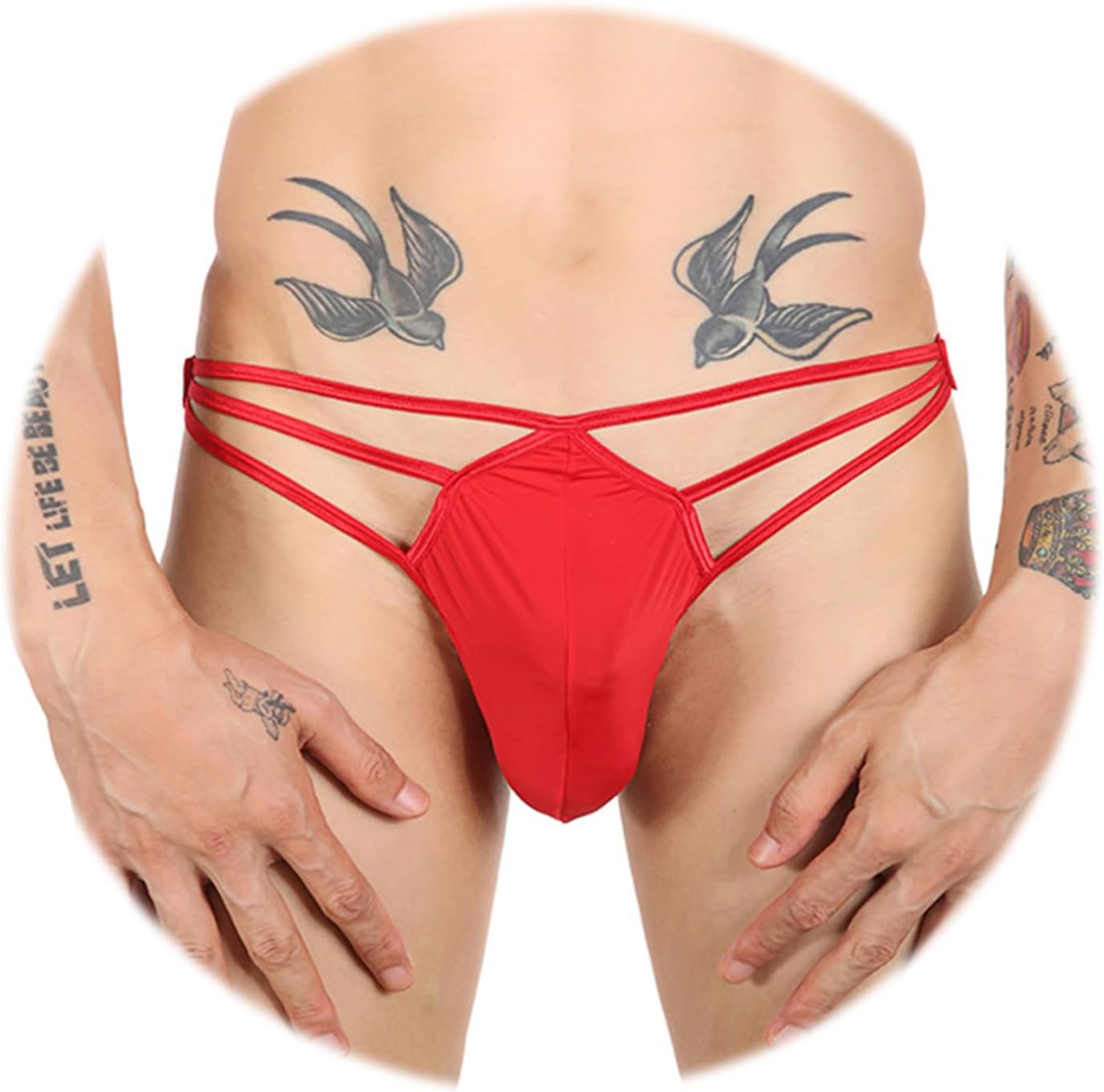 Evankin Mens Sexy Ice Silk Thong Hollow Out G-Strings Comfortable Breathable Underwear Jockstrap - Image 2