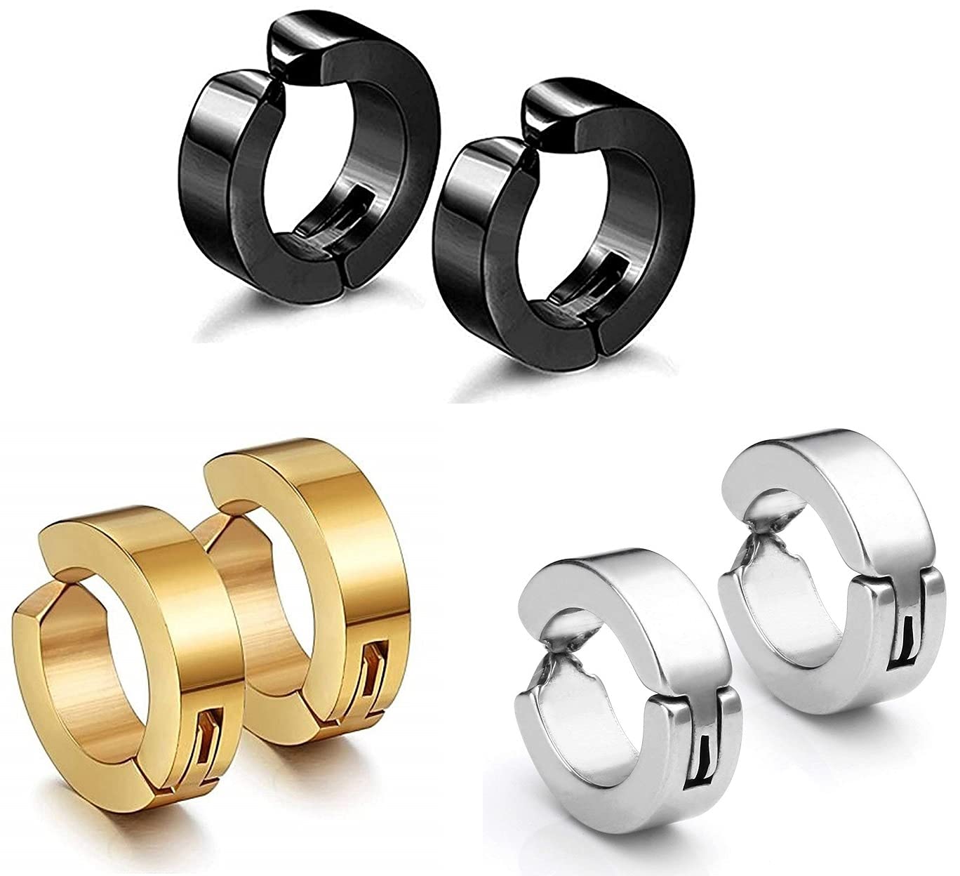 Airtick (3 Pair) CMB7343 Trendy Multicolor Round Shaped Press Non-Piercing Style Clip On Metal Barbell Earring Hoop Bali Stud For Men And Women (B0BB2S2JSG) Amazon Price History, Amazon Price Tracker