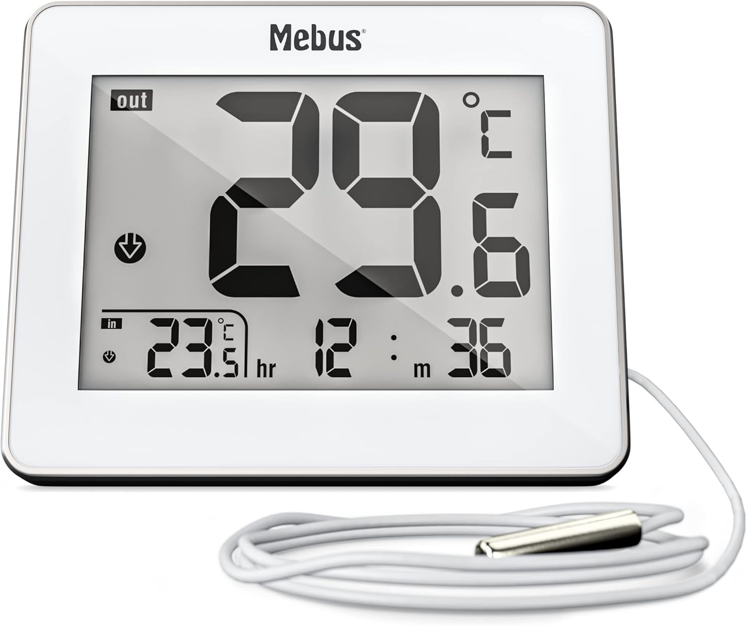 MEBUS digitales Thermometer mit kabelgebundenem Außensensor misst