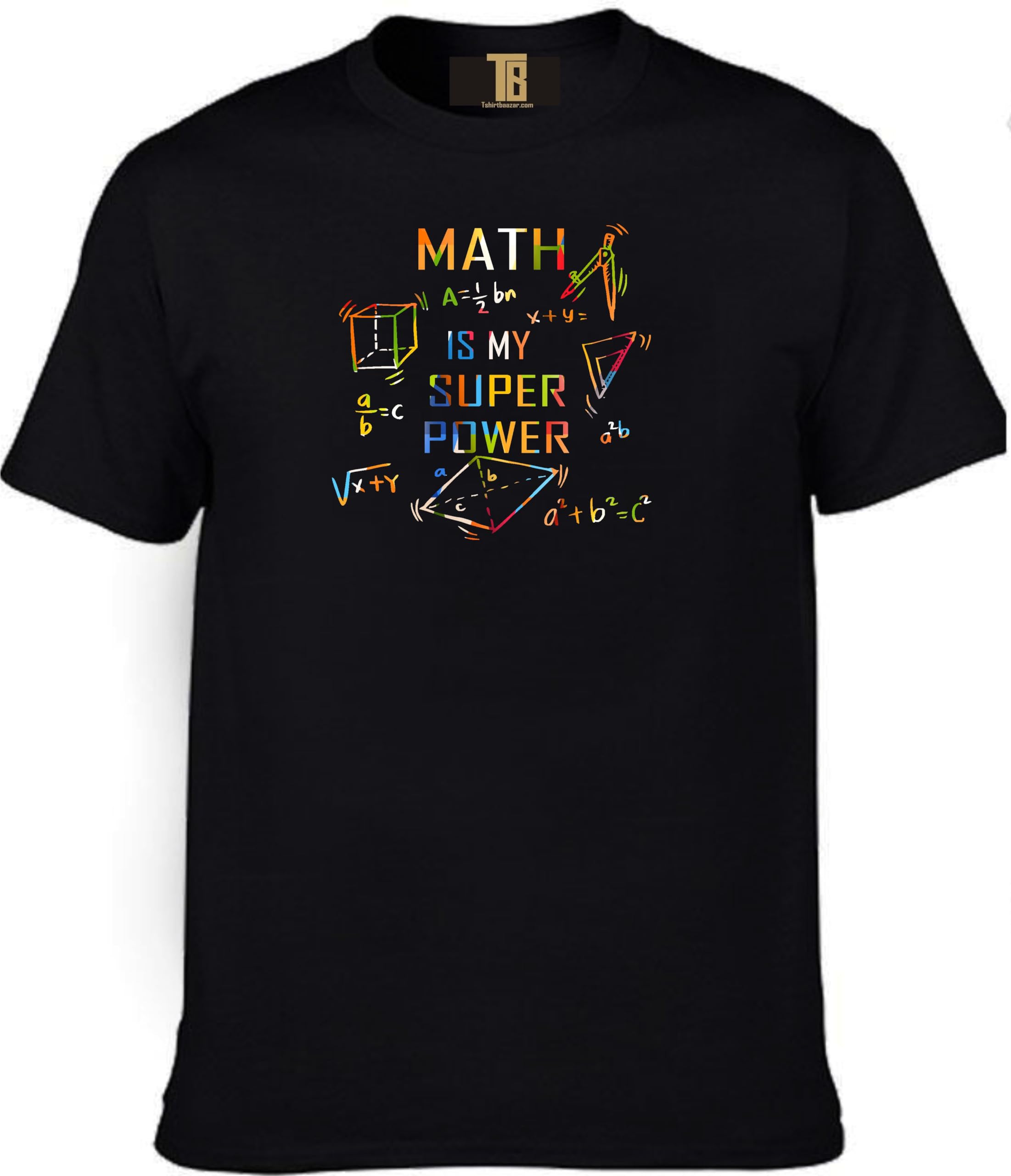 T BMerch Mens Women's Regular fit Math is My Super Power t Shirt Multi Printed