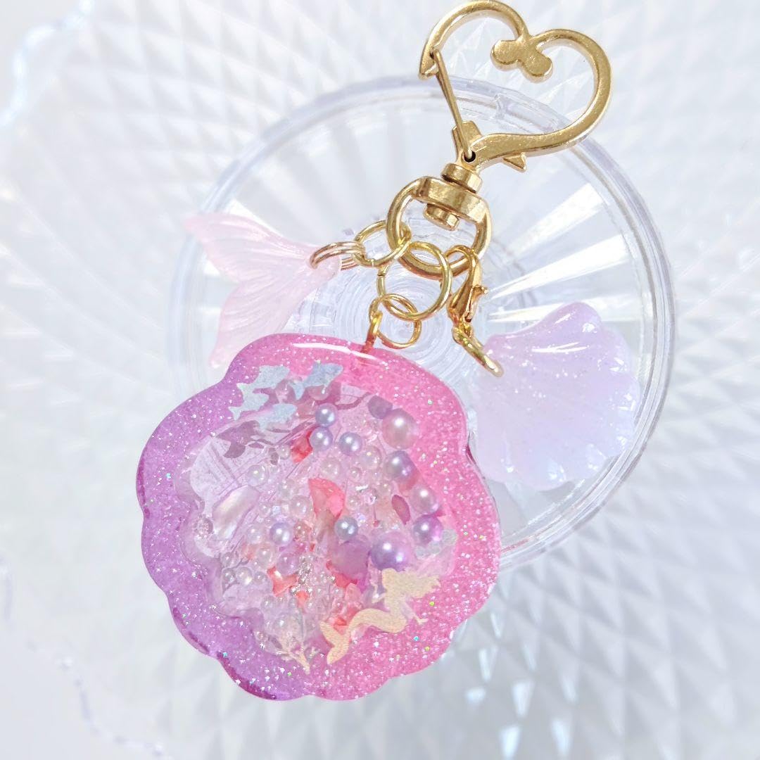 Amazon.co.jp: 貝殻モチーフシェイカー キーホルダー ハンドメイド