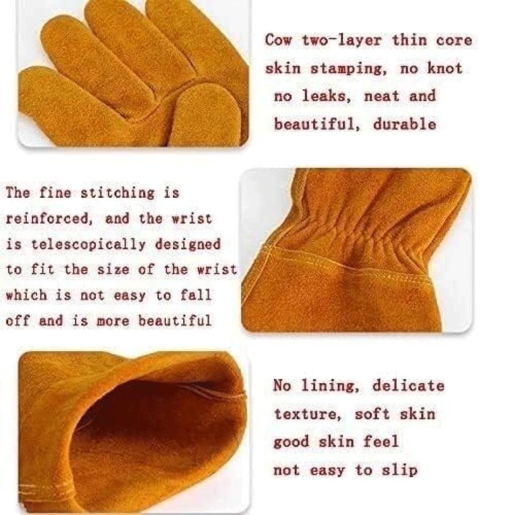 NALsa Coide Gants de soudage Isolation Thermique résistant à l'usure Soudeur Gants de Protection du Travail Soudeur Professionnel Long Chaud Doux
