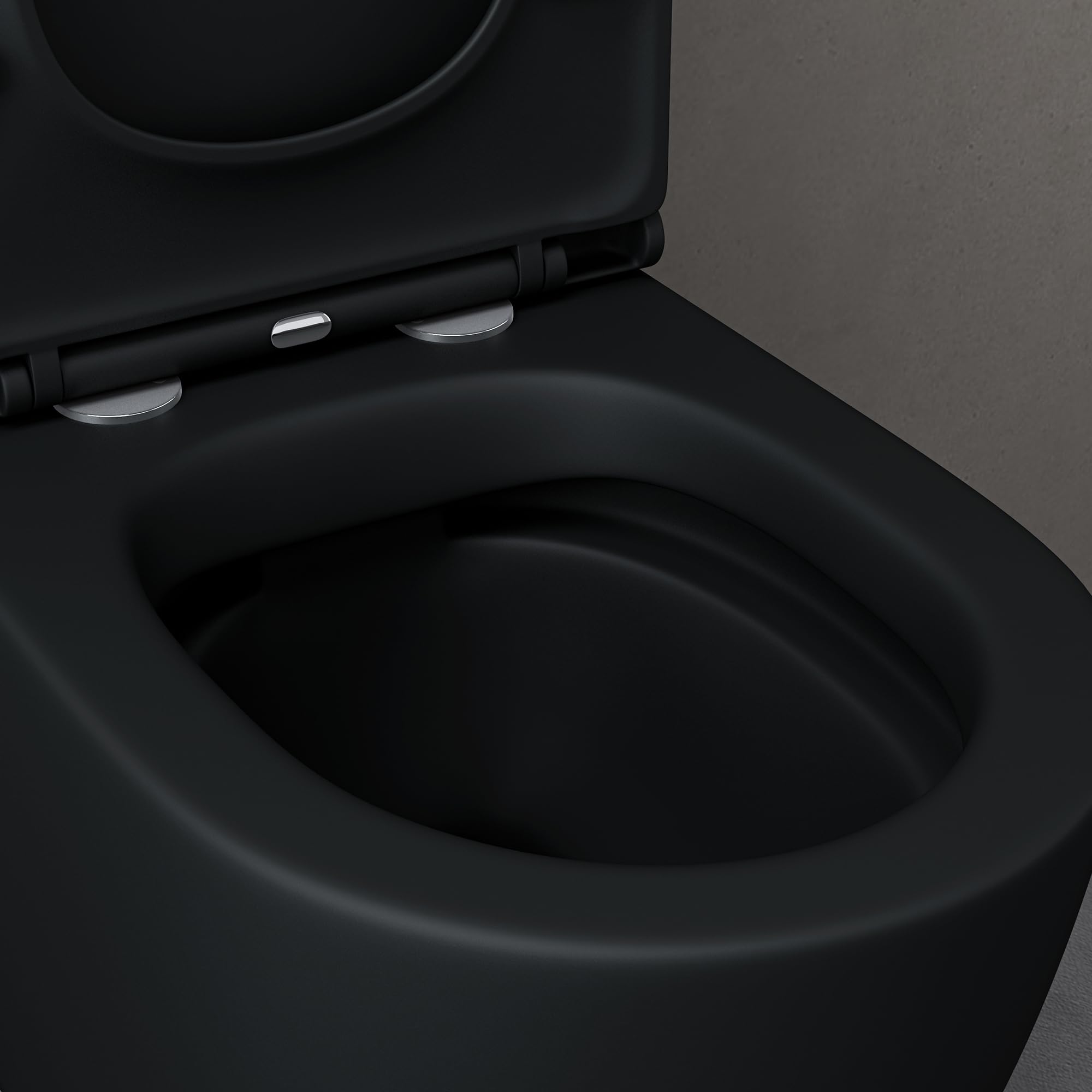 doporro WC à Poser Céramique avec Réservoir Noir Abattant Silencieux | Sans bride, Toilette avec Frein de Chute, Facile à Nettoyer, Stand179T
