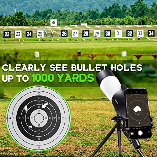 Image of 25-75x60 Spotting Scopes for Target Shooting Spotter Scope Hunting Bird Watching 45 Degree Angled with Tripod Carrying Bag Smartphone Adapter White