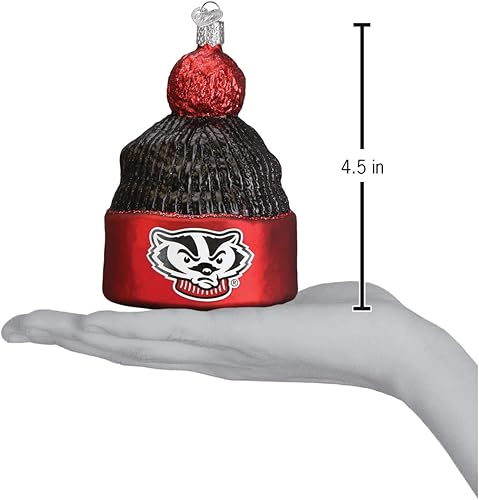 Vista 18 de Old World Christmas University of Wisconsin Badgers - Adornos de vidrio soplado para banderín de árbol de Navidad