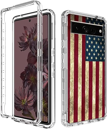 Funda protectora para Pixel 7 ProGoogle 7 Pro, diseño de bandera transparente y bonita funda protectora de cuerpo completo para Google Pixel 7 Pro