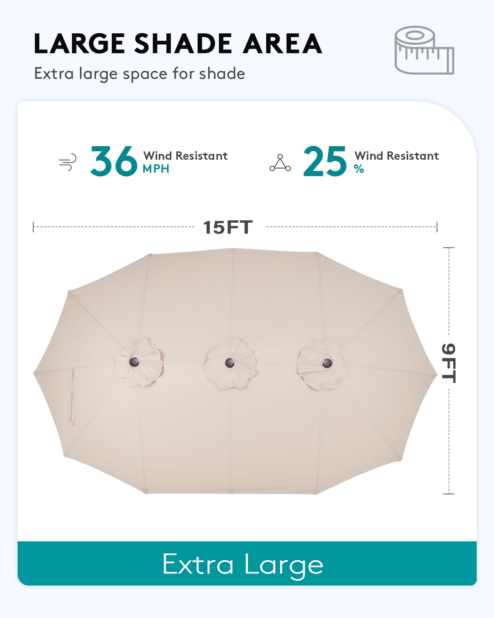 SERWALL 8-Piece Patio Dining Sets with 15FT Double Side Patio Umbrella, Outdoor HDPE Dining Furniture Set with Umbrella Hole Cut-Out Table and 6 Chairs, White（Umbreall Base not Included） - 4