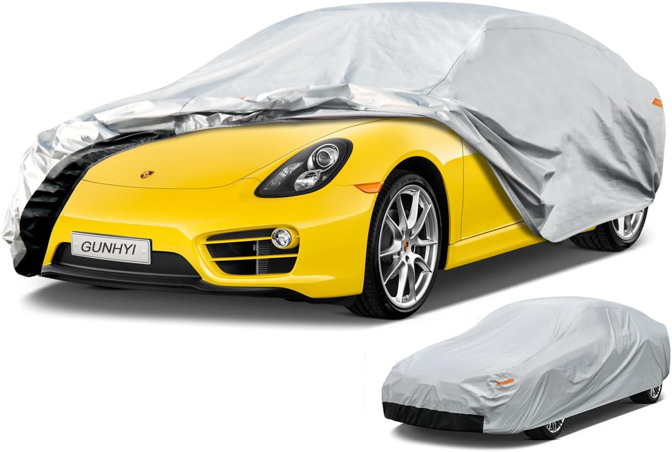 6 Layers Car Cover for Coupe Sports Waterproof All Weather, Heavy Duty Full Exterior Cover Suitable for Audi TT, BMW Z4, Subaru BRZ, Porsche 718 Boxster Cayman etc. Size A2 (See Size Chart)