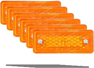 LED Side Marker Lights Suitable for Trucks Trailers Buses and Universal Vehicles (6 Pieces Amber)