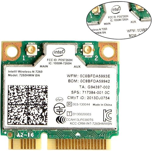 Miniatura 2 de Intel Dual Band Wirless- MQUPIN Intel 7260.HMW Tarjeta inalámbrica de doble banda-Adaptador de red AC 7260 + Bluetooth 4.0 USO para Intel AC Half
