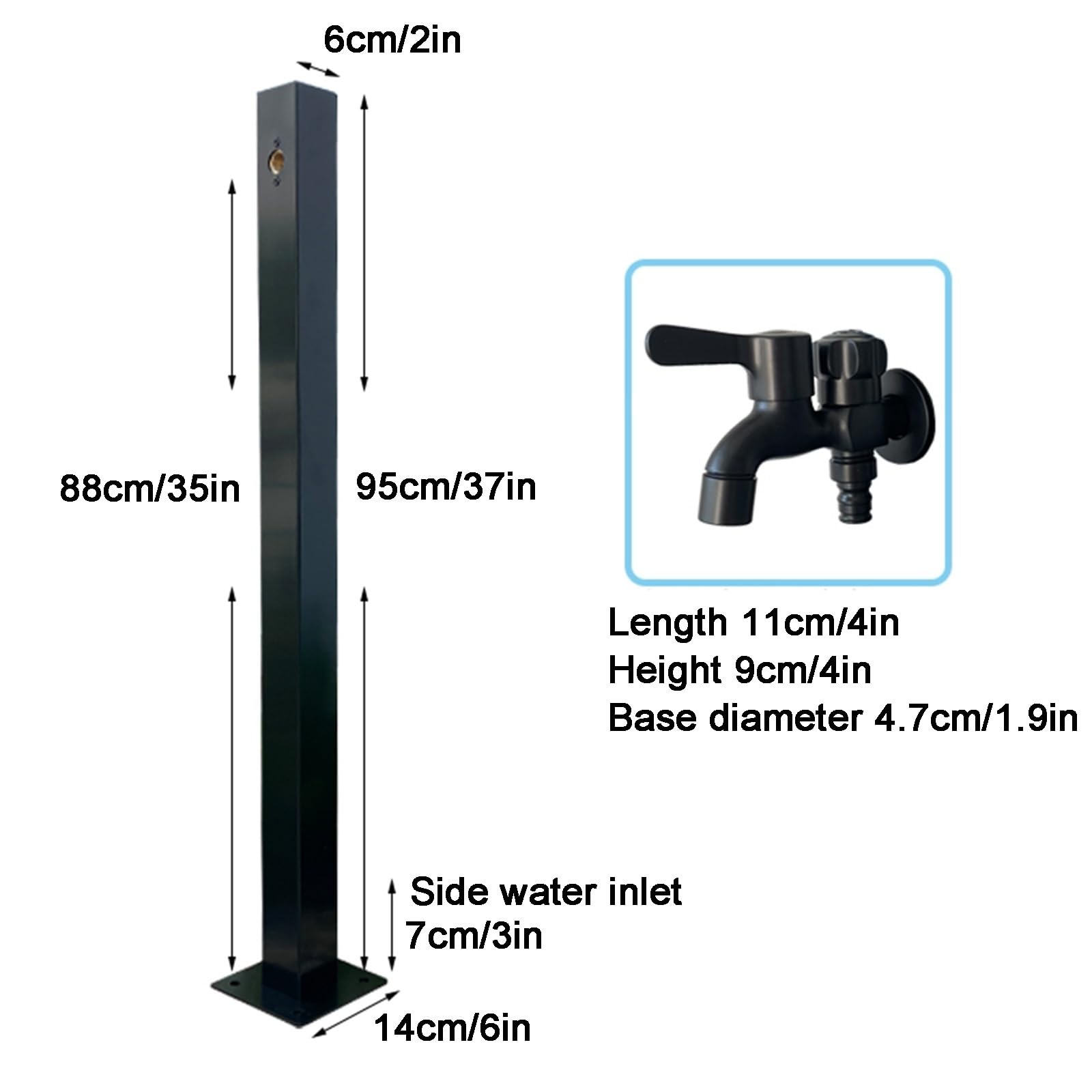 Colonna d'acqua da giardino in acciaio 304 inless con rubinetto, soluzione per irrigazione e pulizia efficienti, perfetta per la manutenzione esterna