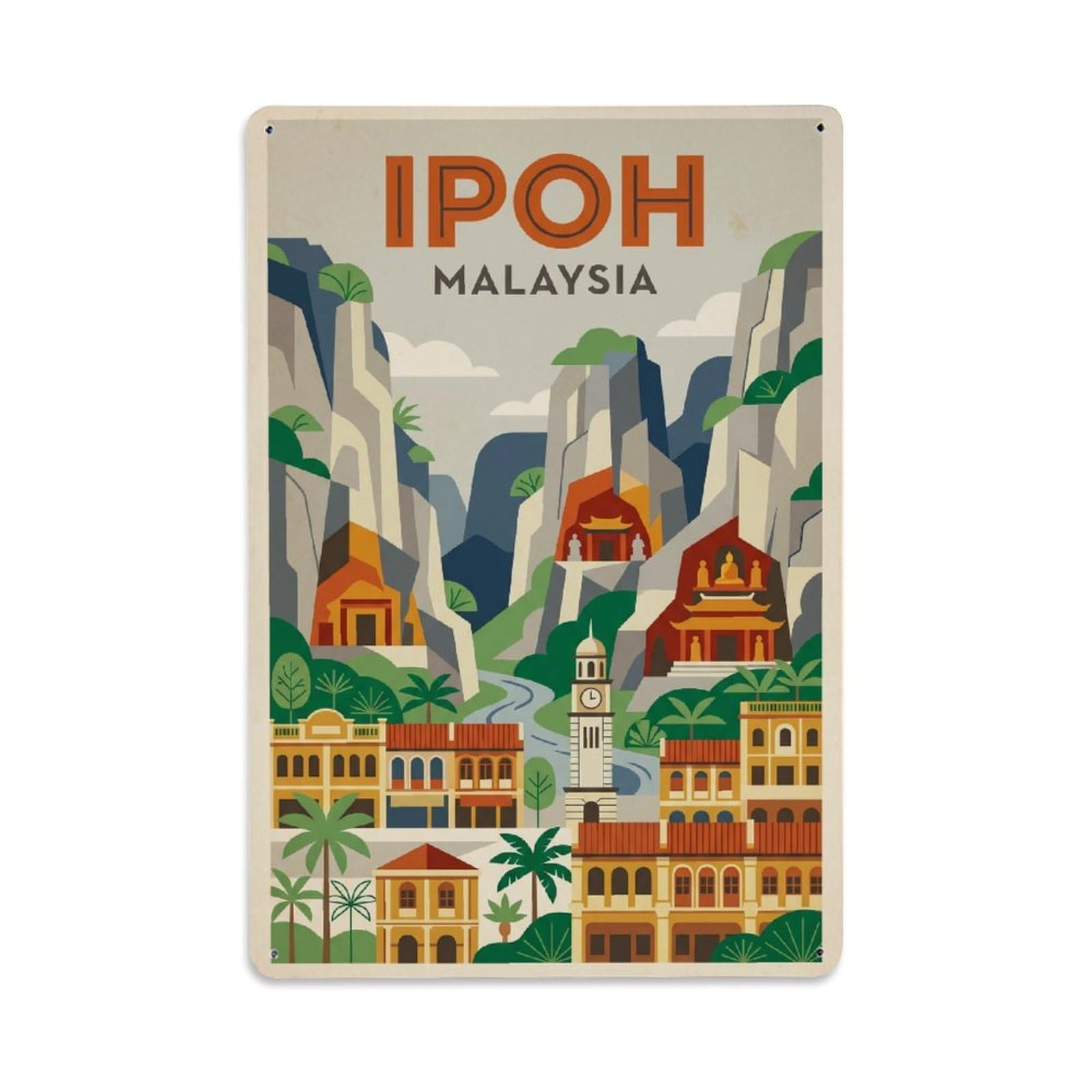 Fqcyn Style Metal Tin Sign Malaysia Ipoh Travel Retro