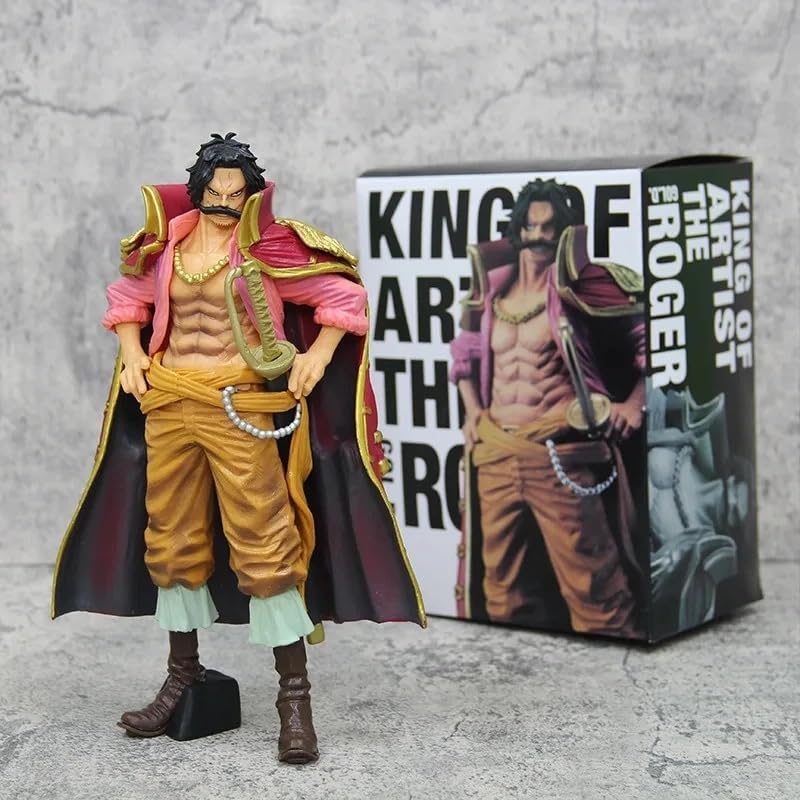 Anime One Piece Figurines Strawhat Monkey D Luffy Trafalgar Law Zoro Ace Sabo Crocodile Shanks Mihawk Buggy Action Collectible Gift Statues for One Piece Anime Manga Fans (Gol Roger 23cm)