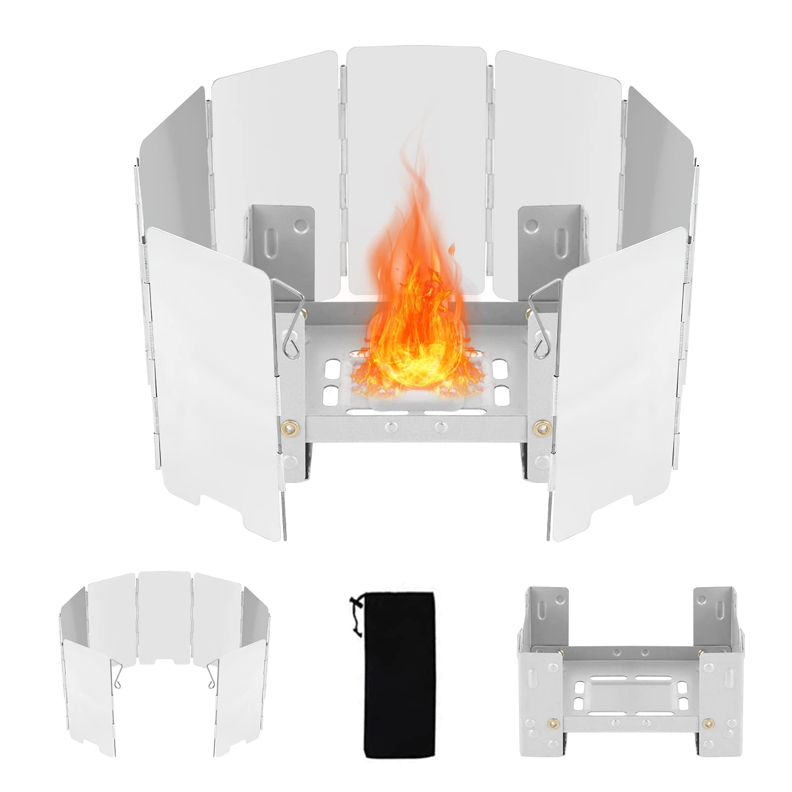 Outdoor Stove Foldable Fuel Paste Cooker: HOMURY Camping Portable Stove Alcohol Burner with Aluminium Wind Protection, Camping Stove Wind Protection Gas Stove for Outdoor Camping Hiking Picnic