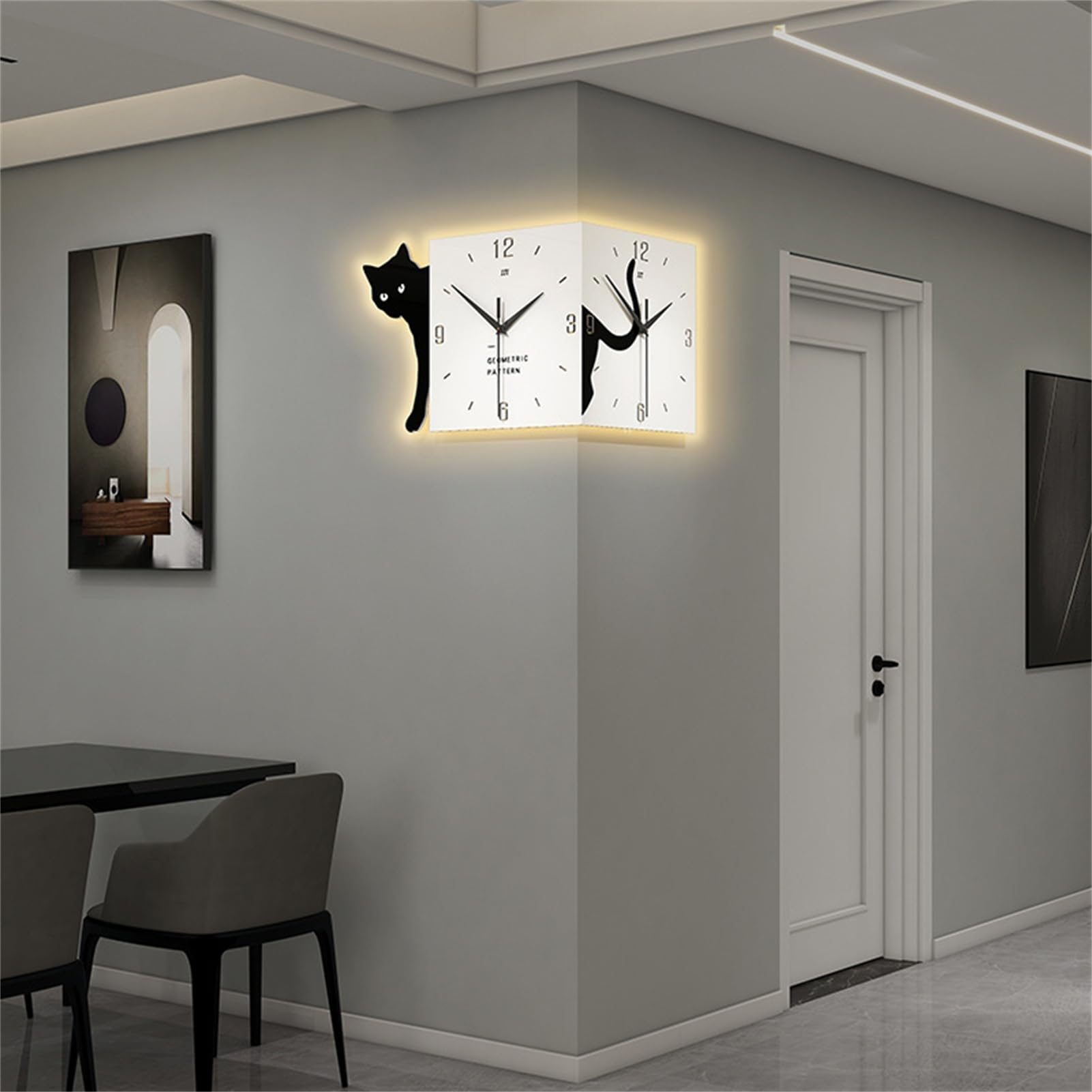 Zegar ścienny LED z pilotem zdalnego sterowania, dwustronny świecący zegar cyfrowy, cichy kwadratowy design do wystroju domu, idealny do salonu i sypialni