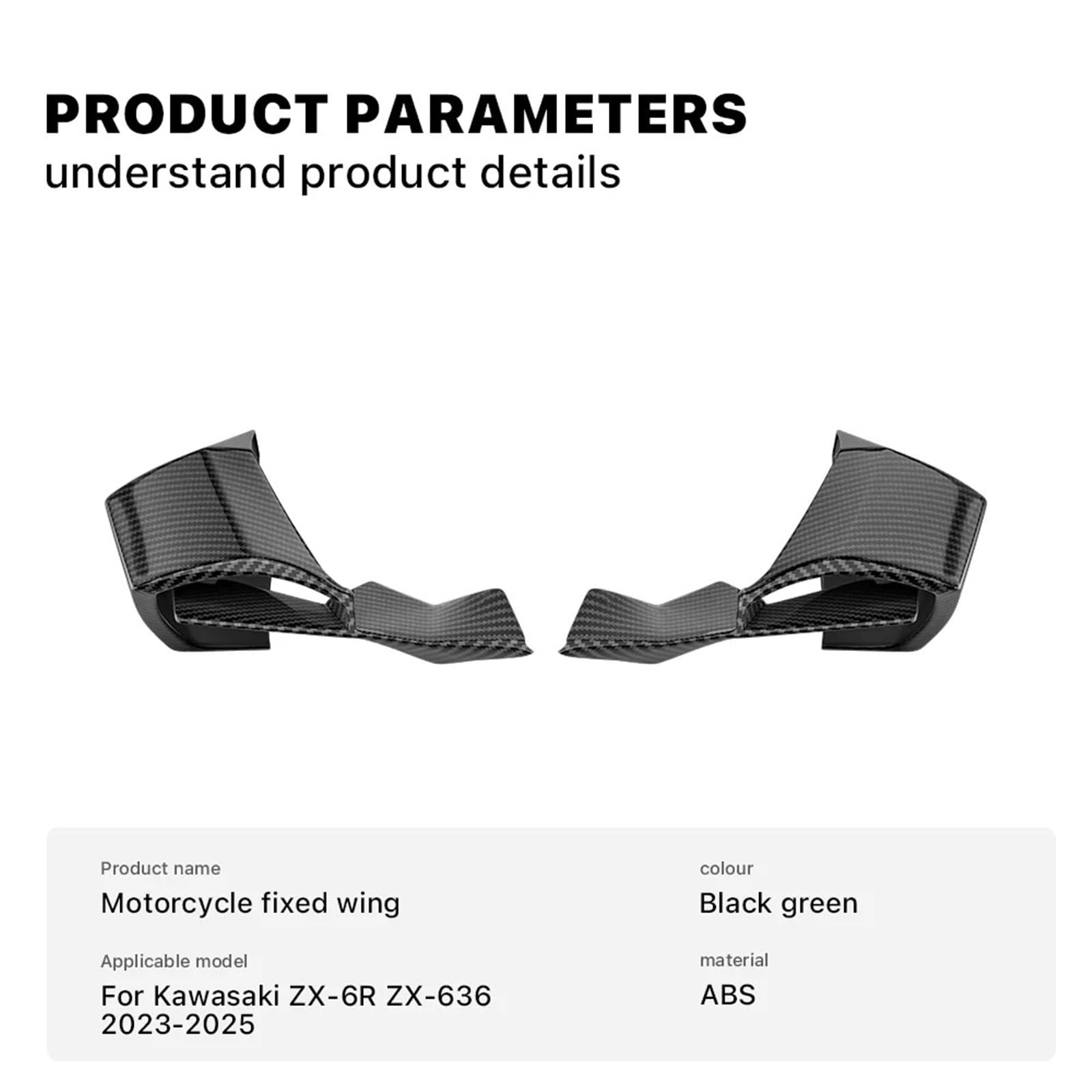 Wingletów Motocyklowych Pasuje do Kawasaki ZX-6R ZX6R ZX-636 ZX636 2023-2025 skrzydło lotki boczne Winglet Fairing przód motocykla aerodynamiczny naprawiono Spoiler Skrzydełka Motocyklowe Winglets