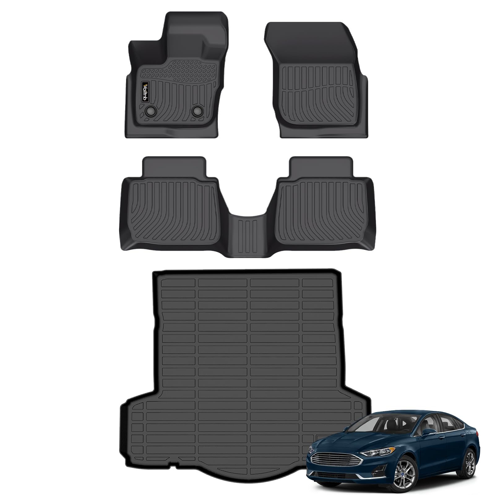 Floor Mats & Cargo Liner Fit for Ford Fusion 2017-2020 & Lincoln MKZ 2017-2020 All Weather Liners Custom Fit Ford Fusion 2017-2020 & Lincoln MKZ Waterproof Durable Easy to Clean Accessories
