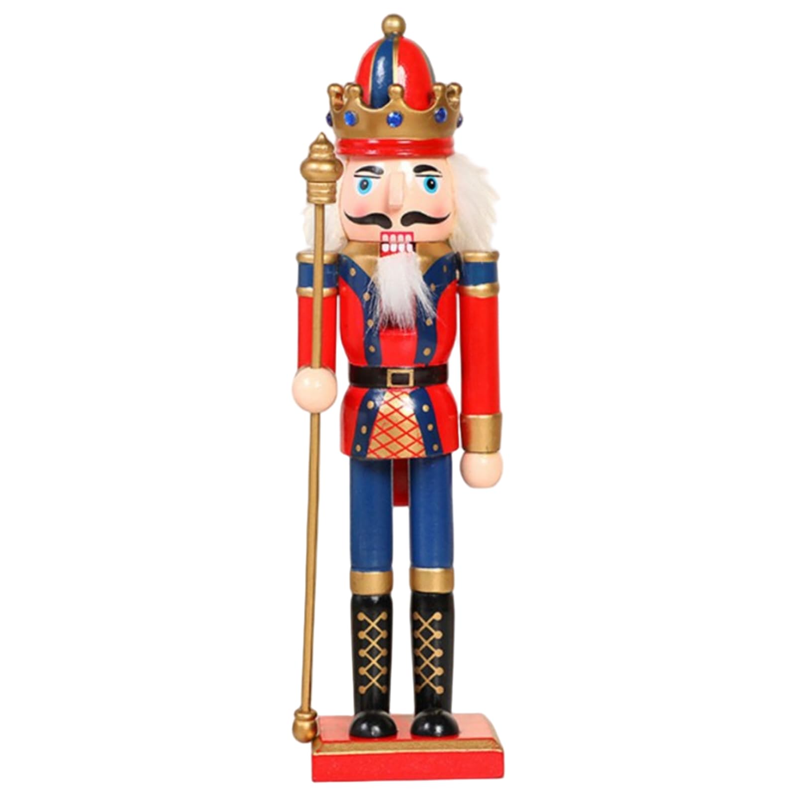 Figurines de Casse-Noisette en bois de 11.8 pouces avec sceptre pour table