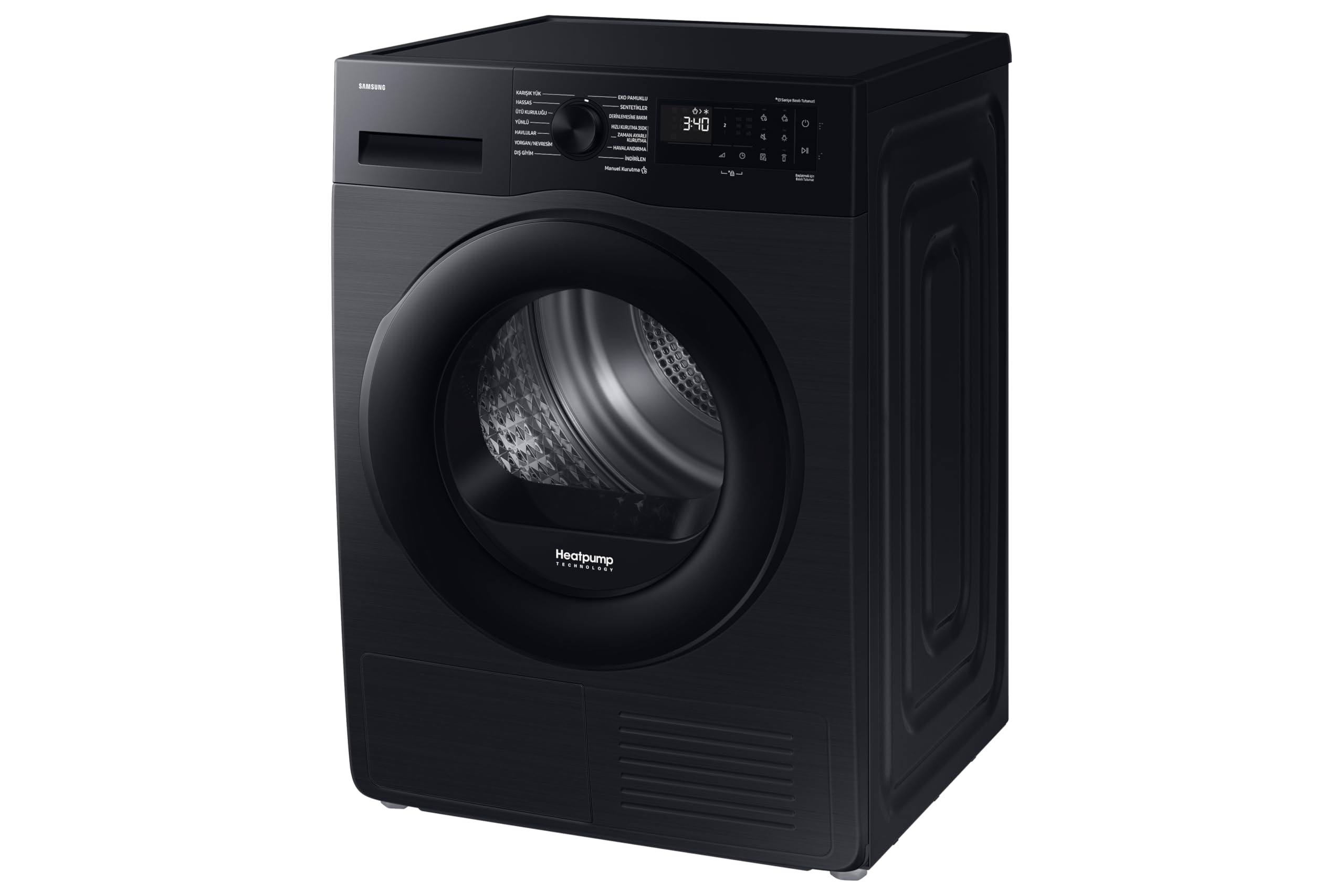 Samsung Secadora Bomba de calor 9Kg Clase C Negra DV90DG52A0ABEC | Ahorra hasta un 20% de energía gracias a la inteligencia artificial, Secado Automático OptimalDry, Puerta Reversible