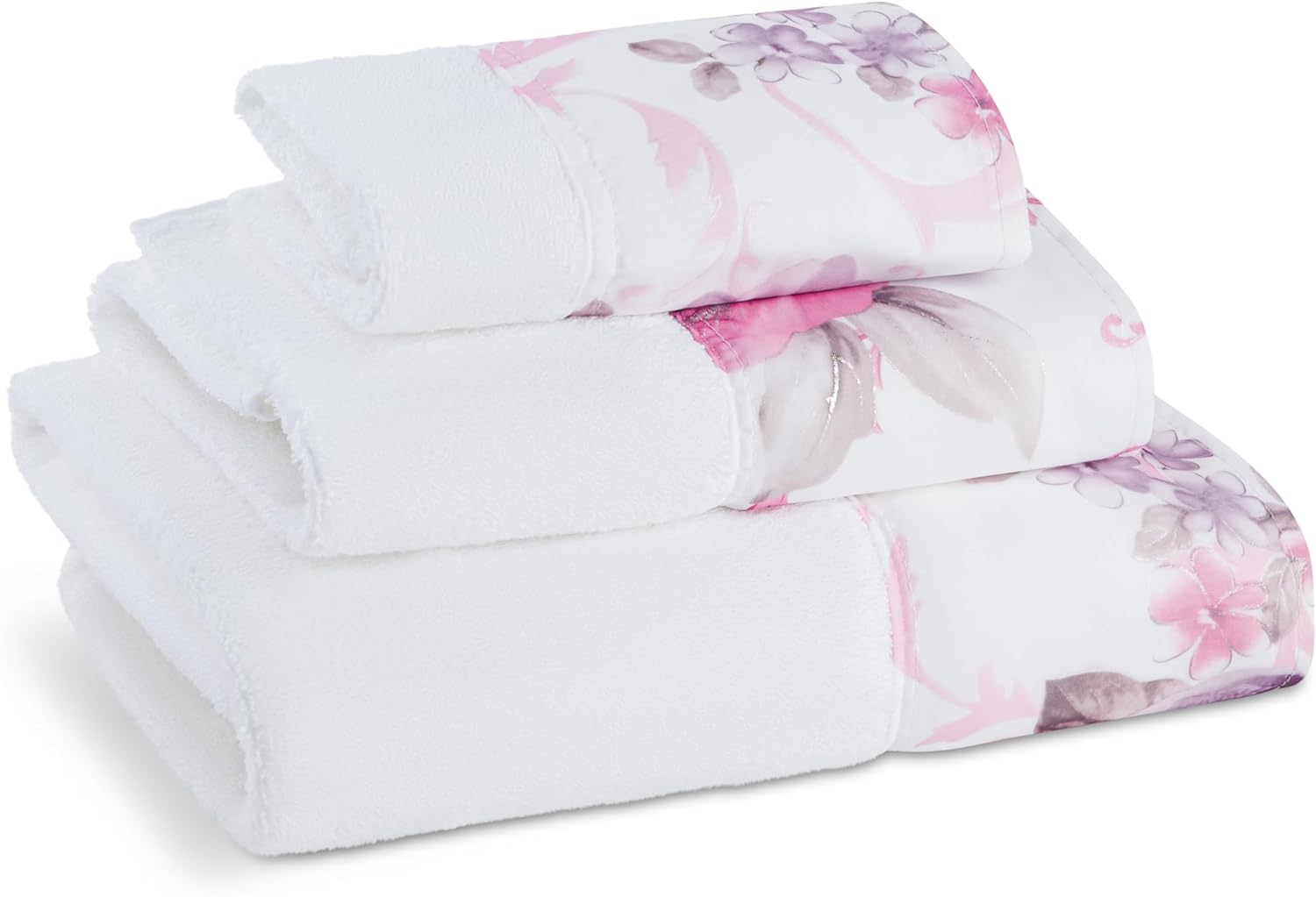 Zahari Home Michelle 3 Piece Bath Towel Set - Bath, Hand and Wash Towels with Modern Decor, Unique Design and Beautiful Floral Pattern