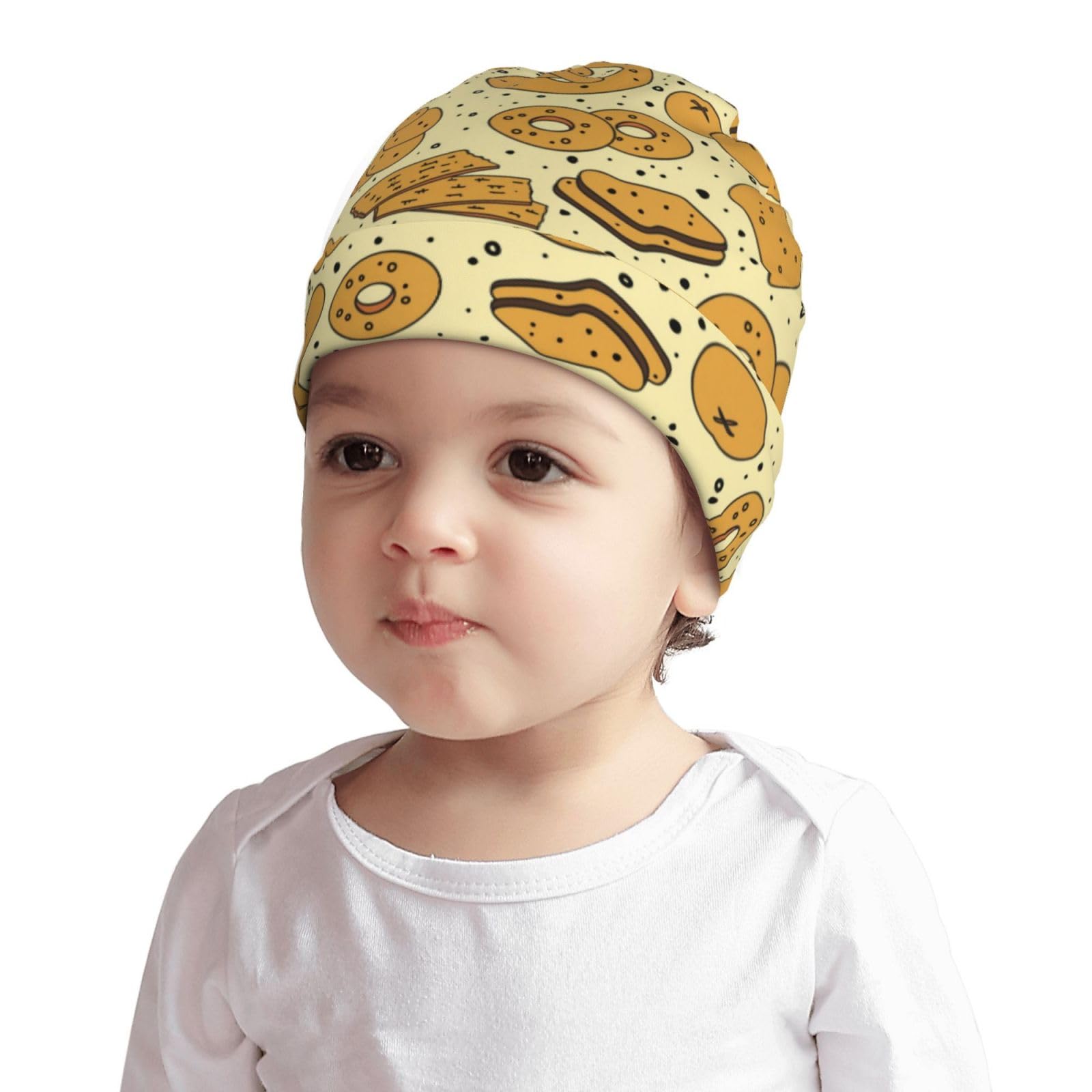 Rqzwdq Croissant Bread Point Kids Beanie Hats Warm Knit Beanie Cap Skull Caps Gifts Decor for Boys Girls White
