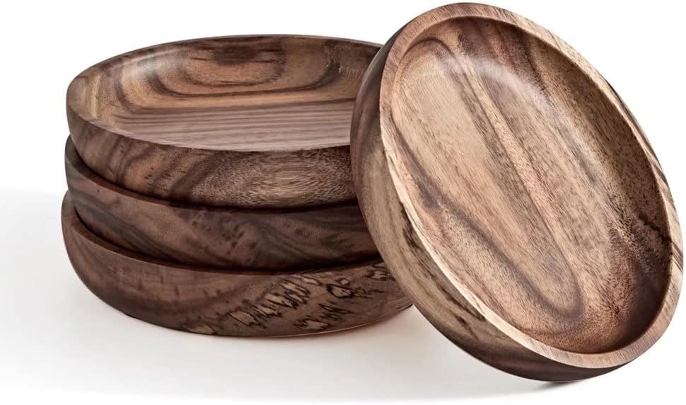 Teenhi Wooden Coasters for Drinks Natural Acacia Wood