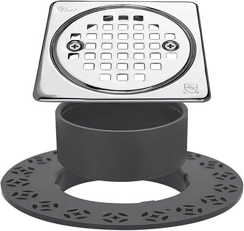 Miniatura 8 de Uni-Green Kit de rejilla de drenaje de ducha negro mate de 4 pulgadas, compatible con brida de drenaje Schluter Kerdi, drenaje cuadrado de suelo de