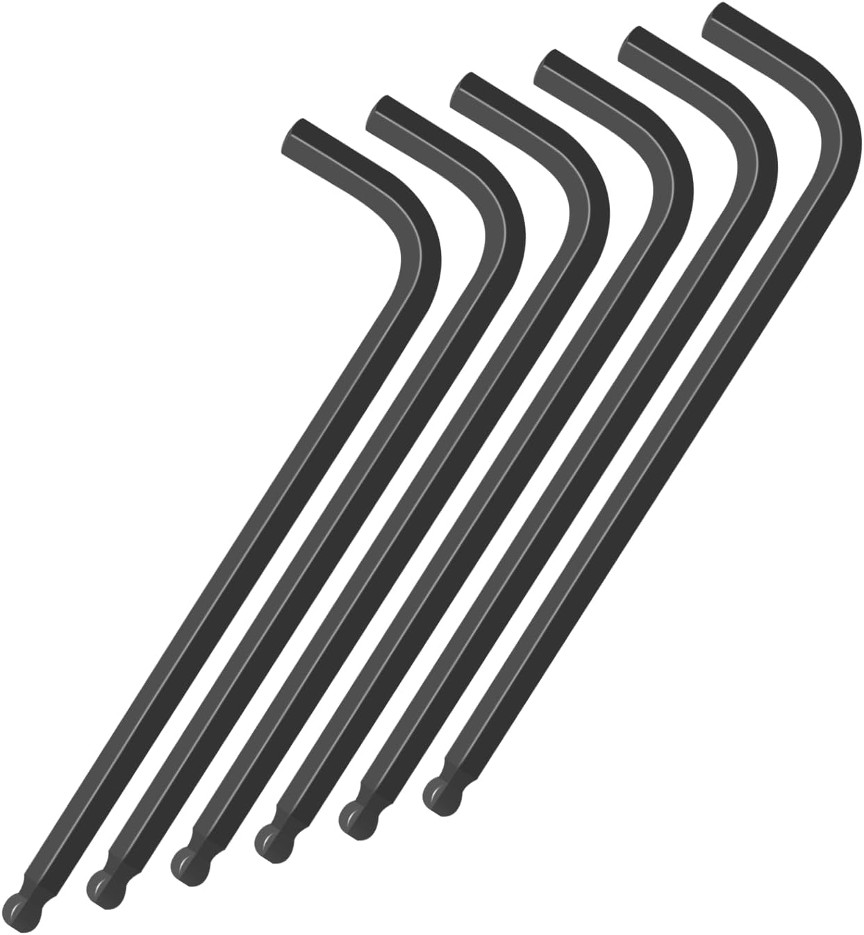 6 Piece Allen Key Set with Ball Head 2.5 mm, Long Design in Black Allen Key Set Made of Cr-V Steel, Allen Key Set for Assembly and DIY