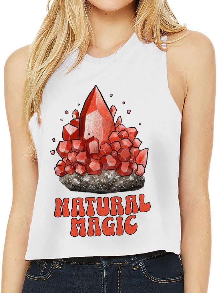Natural Magic Racerback Cropped Tank - Crystal Women's Tank - Cool Design Tank Top