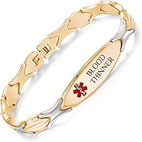 Vista 61 de LinnaLove Pulseras de alerta médica personalizadas para mujer, pulseras médicas de emergencia de acero inoxidable con grabado gratuito (7.5)