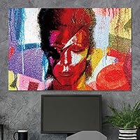 SIGNWIN Framed Canvas Wall Art David Bowie Ziggy Stardust Colorful Collage Graffiti & Street Art Famous People Pop Art Modern Urban Multicolor for Living Room, Bedroom, Office - 12x18 inches